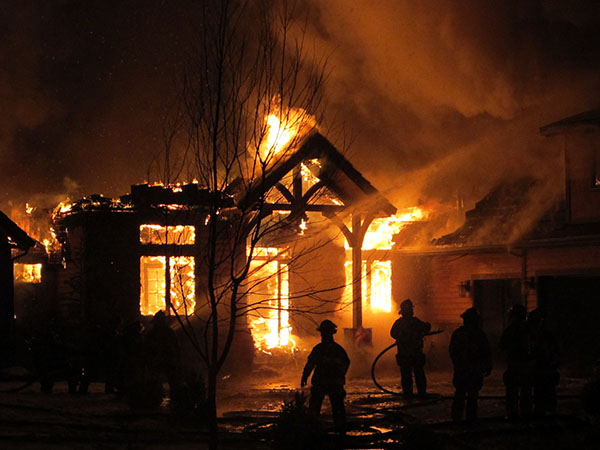 fire destroying a home